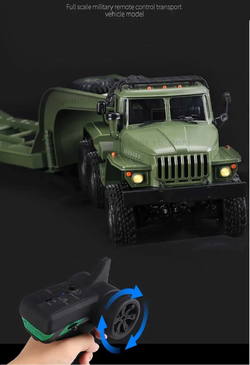 Electric/RC Car WPL B36-3 Full Scale Military Remote Control Transport Vehicle Model 1/16 RC CAR Super long Crawler Monster CAR Monster Truck T240325