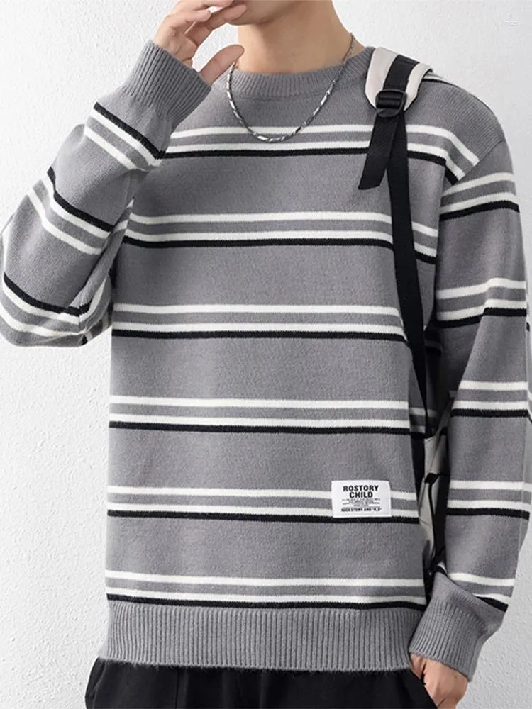 Men's Sweaters 2024 Spring Autumn Casual Knitted Sweater O-Neck Striped Slim Fit Mens Knitwear Pullover Men M-3XL A03