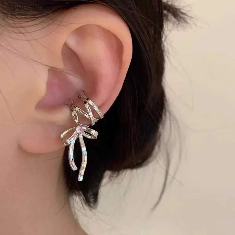 Ear Cuff Ear Cuff 2024 Nouveau Ruban Esthétique Clips D'oreille Boucles D'oreilles Ballet Bow Boucles D'oreilles Poignets Femmes Mode Coréenne Kpop Boucles D'oreilles Bijoux Cadeaux Y240326