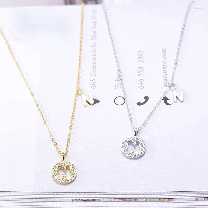 Ketten Koreanische Mode N-Buchstabe Halskette Damen Reines Silber Minimalistisches und Nischendesign Schlüsselbeinkettenschmuck als Geschenk