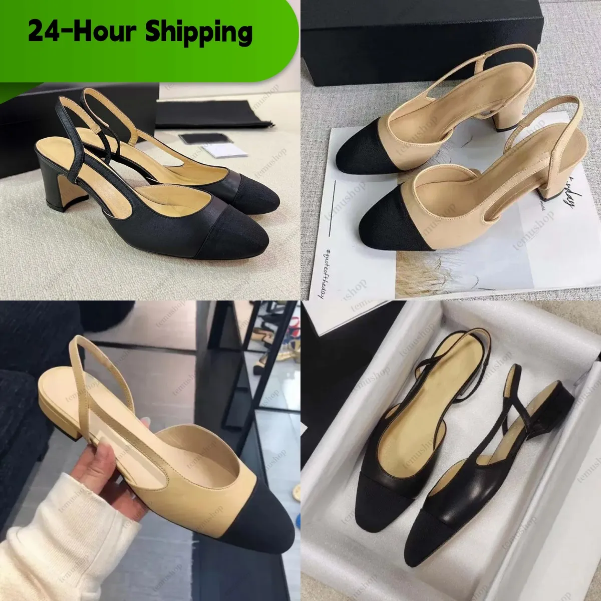 Klasik Sandallar Tasarımcı Elbise Ayakkabı Bale Daireler Ayakkabı Slingbacks Yüksek Topuklu Ayakkabı Kadınlar Kapitone Deri Kayma Balerin Lüks Yuvarlak Toe Ladies Pompalar Soafers