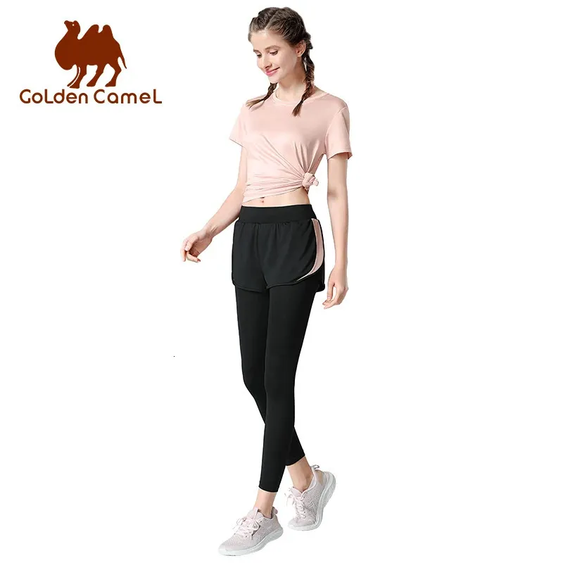 Golden Camel Kobiety odpowiada jogom Tshirts Fitness Gym Suit Summer Professional Shorning Sportswear Shortsleeved Ubrania 240322