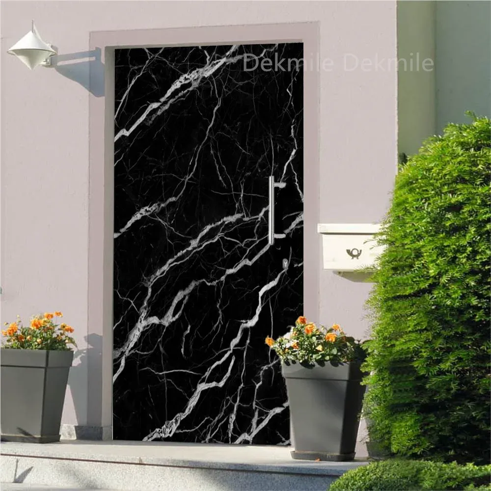 Naklejki samozadowolenia czarna marmurowa tapeta do drzwi wejściowych wodoodporne tapeta zdejmowane naklejki PVC i dekoracje domu