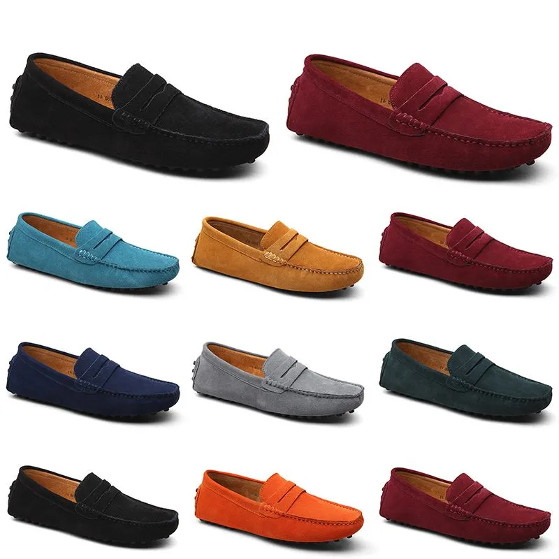 Homens Sapatos Casuais Alpercatas Triplo Preto Branco Marrom Vinho Vermelho Marinha Cáqui Mens Camurça Tênis De Couro Deslizamento Em Sapato De Barco Ao Ar Livre Condução Plana Jogging Caminhada 38-52 A039