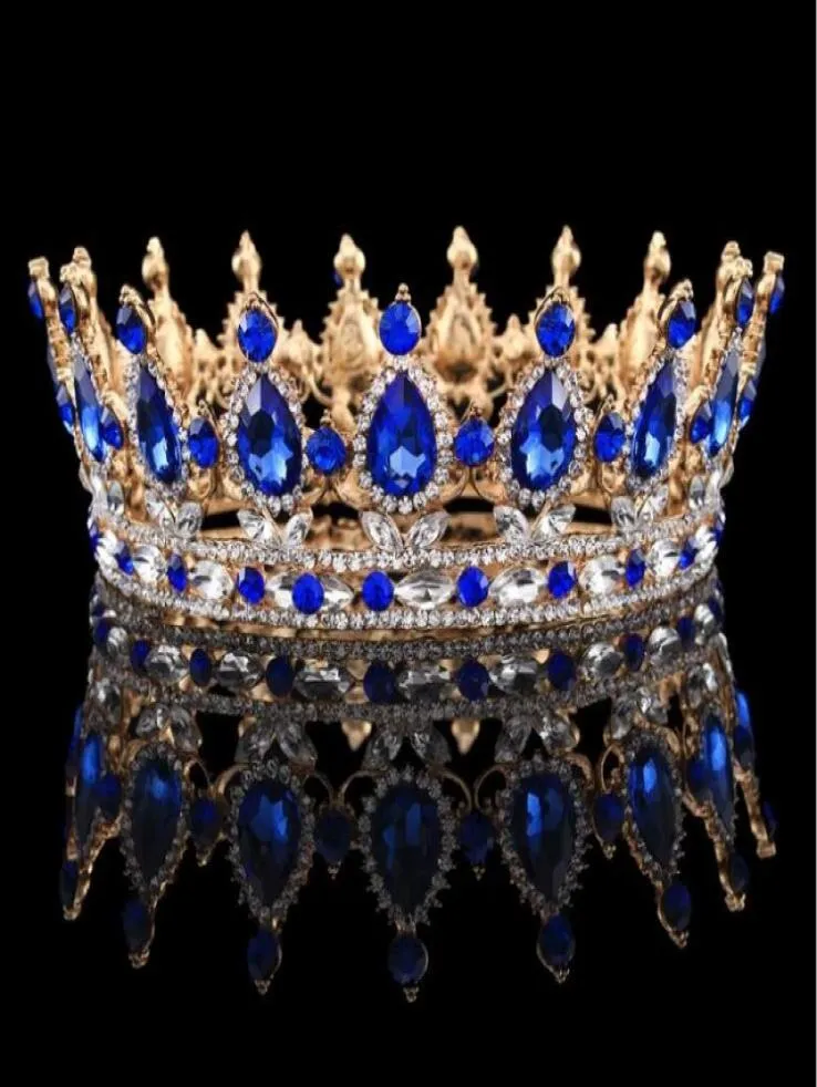 Superbe mariage couronne de mariée concours cercle complet diadème clair strass autrichiens roi reine couronne Costume fête Art déco4797876