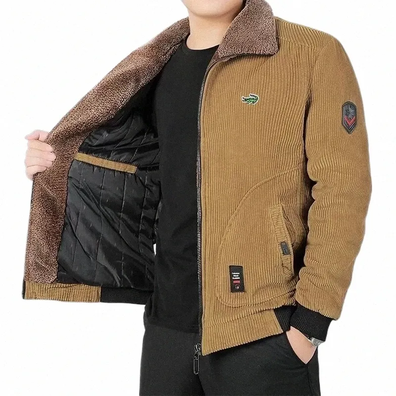 Veste en velours côtelé de marque pour hommes, broderie haut de gamme, épaississement en peluche d'automne et d'hiver, sports de plein air chauds et décontractés Cott Jack N8dL #