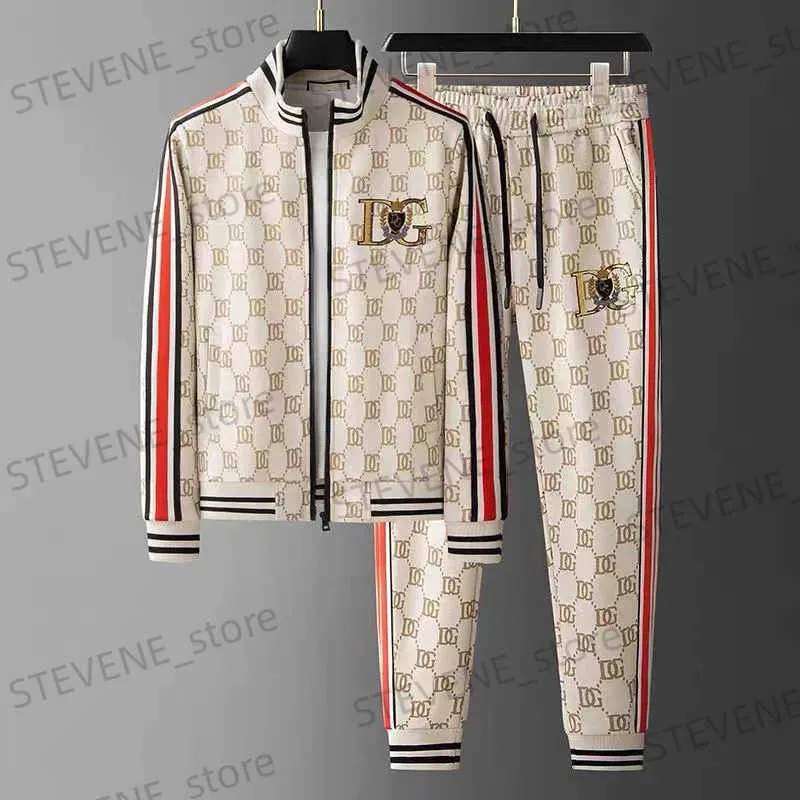 Men's Tracksuits 2024 Casual Men Sport Suit New Spring Autumn Cardigan Zipper Jacket Outwear+Pant 2 Piece Set Fashion Plus Size M-4XL Outfits T240326