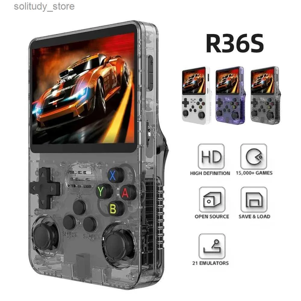 Portabla spelspelare Linux System R36S retro handhållen videospelkonsol 3,5-tums i skärm bärbar fickvideospelare öppen källa 64/128 GB Games Q240326