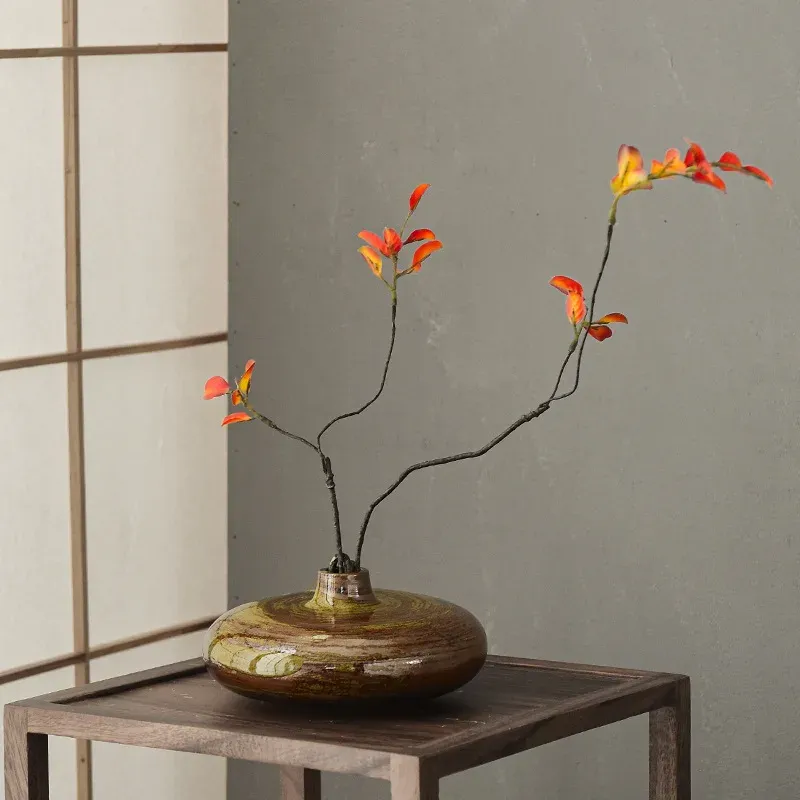 Vases Style japonais Antique Zen Vase en grès fleuron récipient hydroponique en céramique petit Vase Table à thé Table à thé décoration Vases