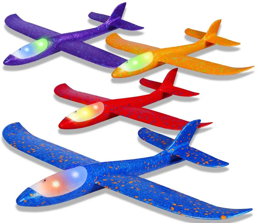 LED Flying Toys IJo Light Airplane Toys175 Duża samolot z pianki Rzucanie 2 Tryby lotu Slideroutdoor for Kidsflying Boys G5428630