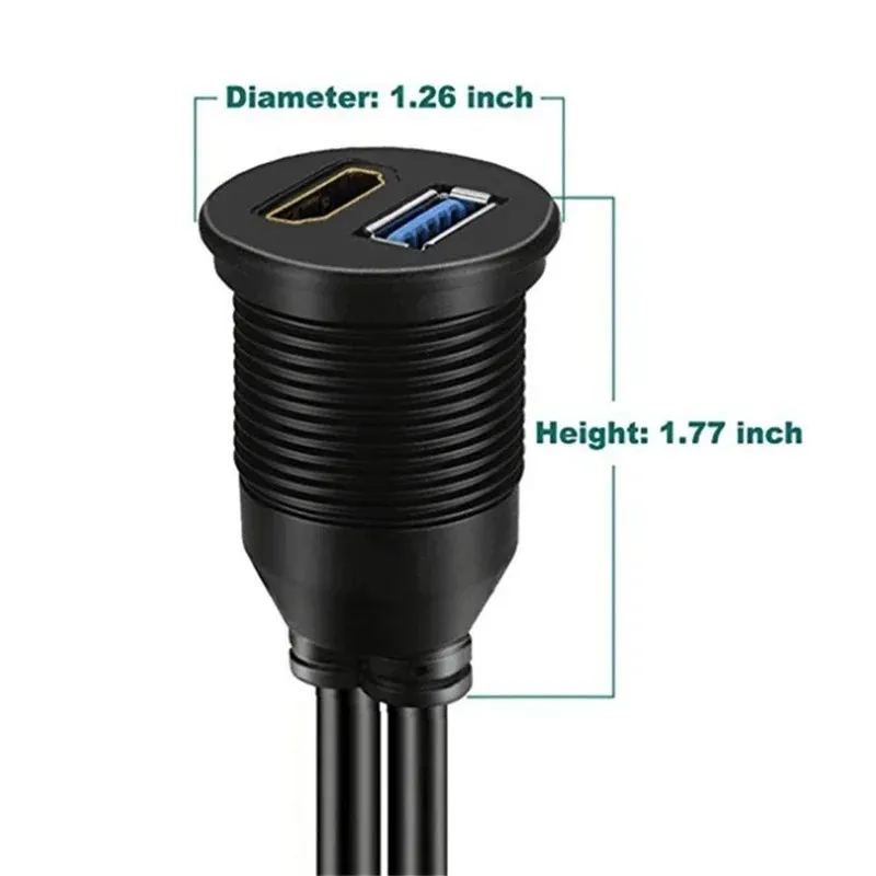 Nowe kable motocyklowe z łodzi samochodowej 2024 Kable montażowe kompatybilne z USB 30 i HDMI idealne do Integracja panelu deski rozdzielczej 2. dla Dash