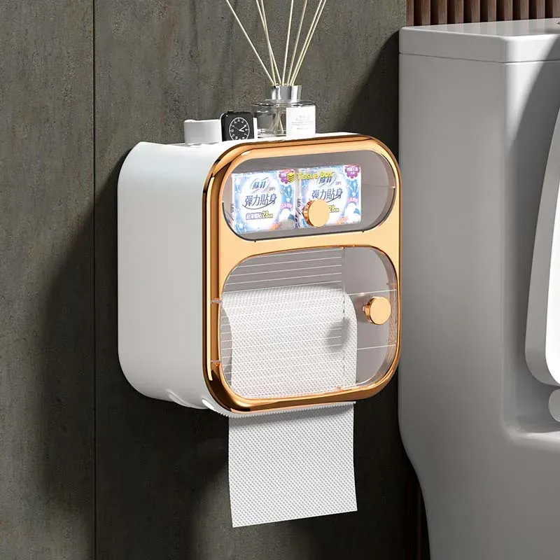 Hållare pappershandduk dispenser toalett papper hållare vattentät vävnad box väggmontering förvaring hyllra rack papper förvaringslåda badrum produkt