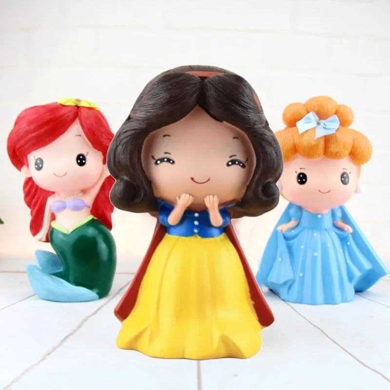 Caixas de fadas dos desenhos animados princesa cofrinho para crianças meninas brinquedos presente grande caixa de poupança de dinheiro moedas titular organizador vinil kawaii decoração do quarto