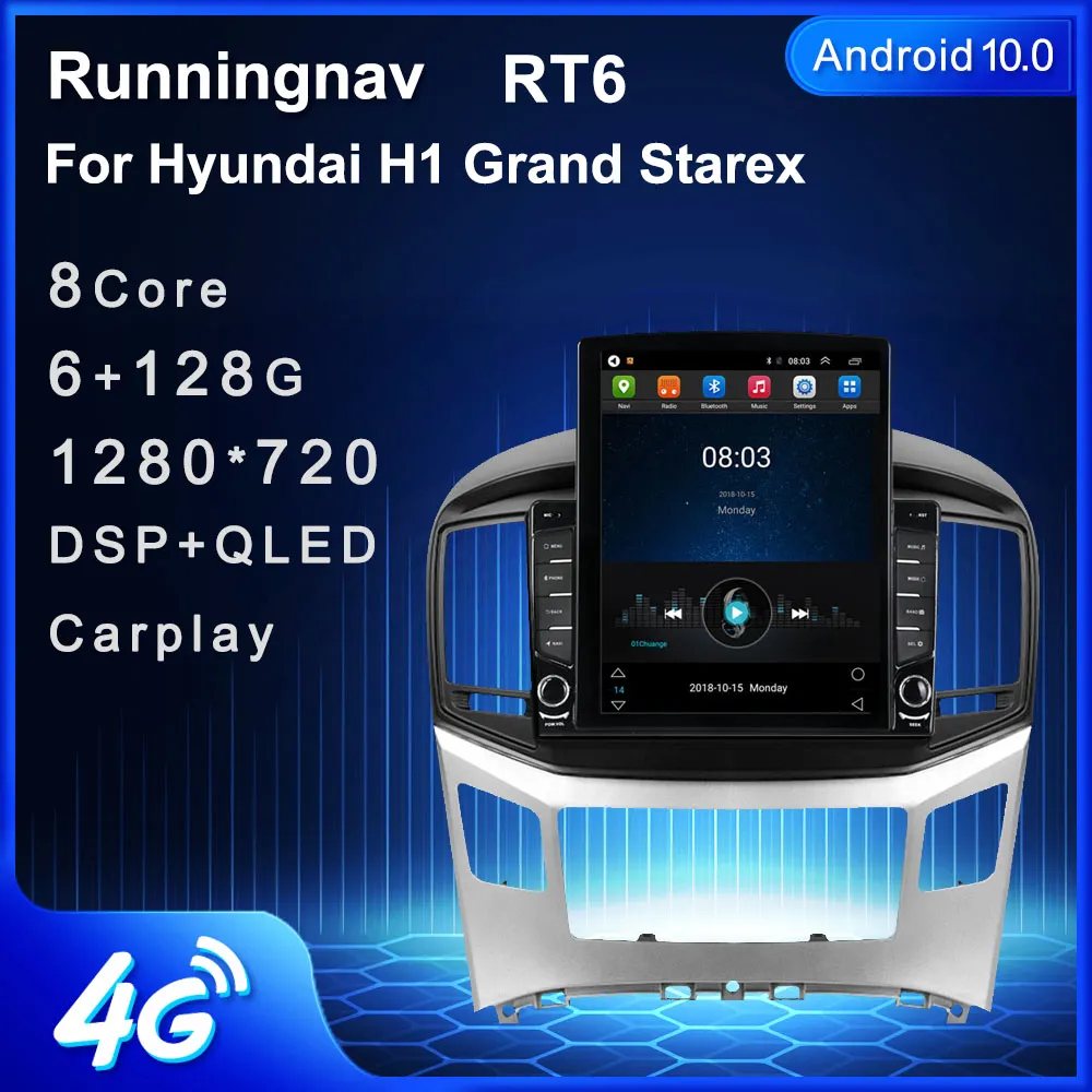 9.7 "novo android para hyundai h1 grand starex 2015-2020 tipo tesla carro dvd rádio multimídia player de vídeo navegação gps rds sem dvd carplay android auto