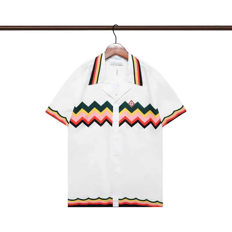 Designer Hawaïaans overhemd met korte mouwen Mode Bloemenknopen Bowling Casual gestreepte shirts Heren zomeroverhemd M-3XL