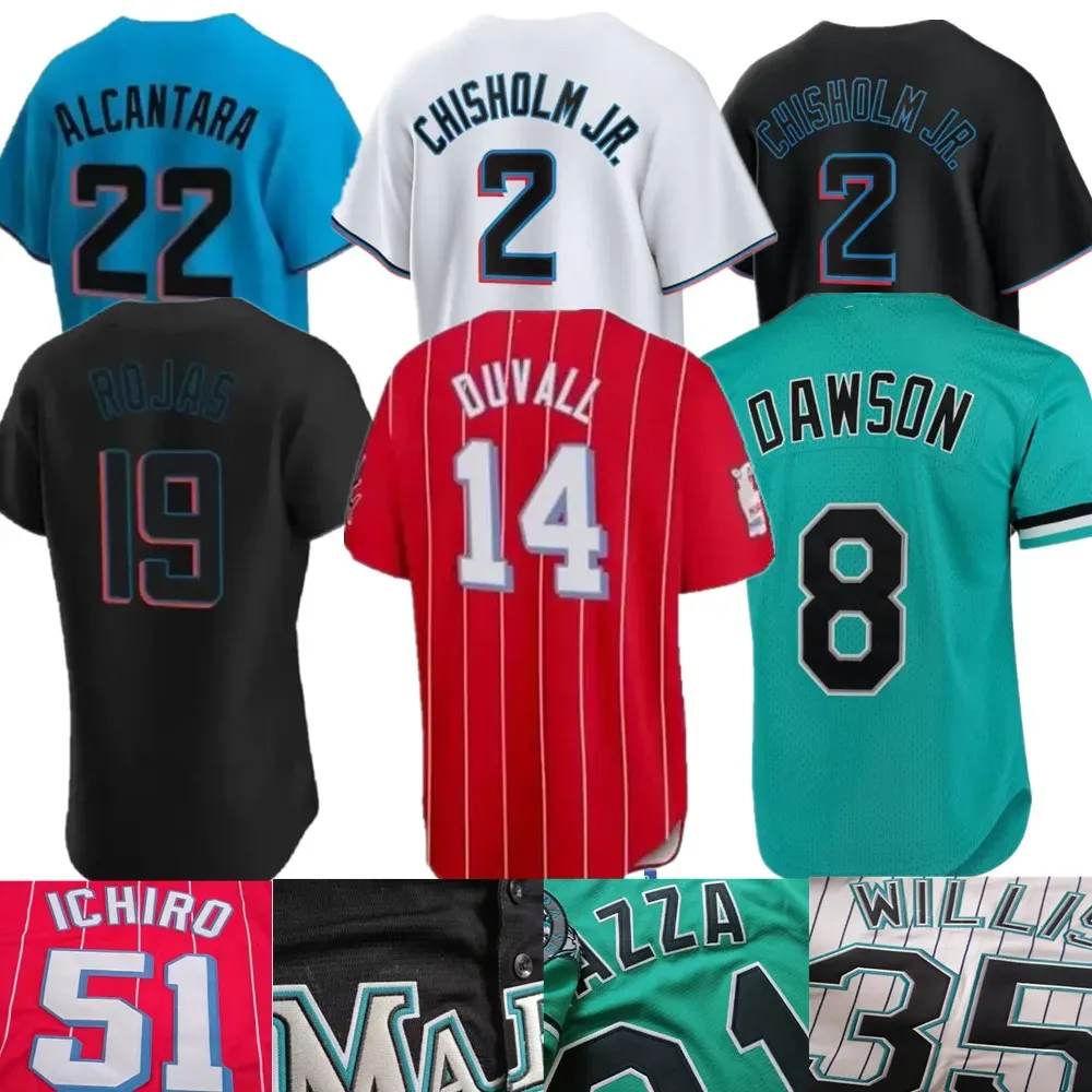 2024 Jersey S-4xl Custom 8 Andre Dawson 2 Jazz Chisholm Jr. Jersey de beisebol 22 Sandy Alcantara Miguel Rojas 16 Jose Fernandez 12 Jorge Soler 5 Jon Berti 15 Brian Anderson