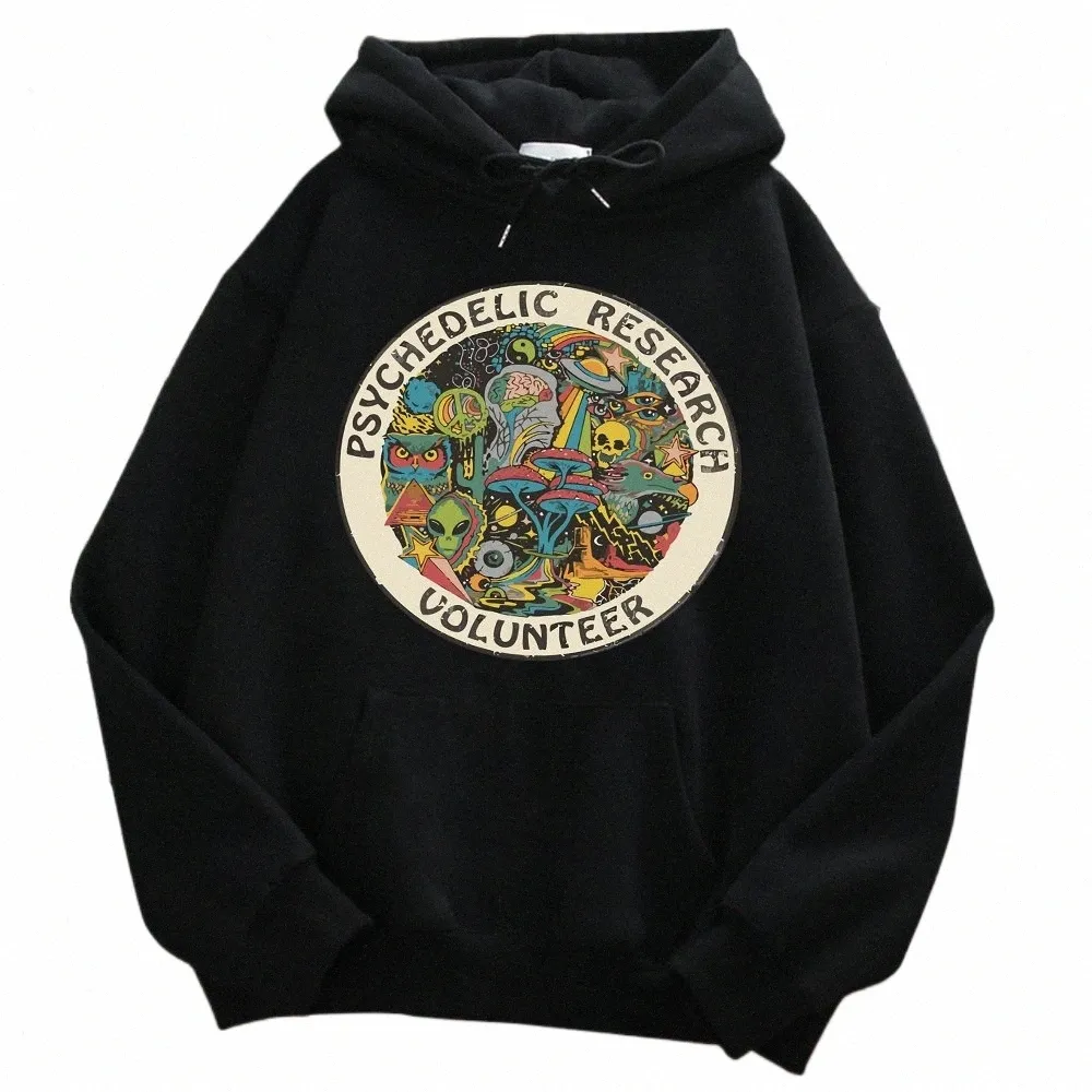 Psychedelic Research Volunteer Colorful Hoody Mens Autumn Warm Casual Sweatshirt Ssimple Fit Hooded Street Overizepullover T57Q#