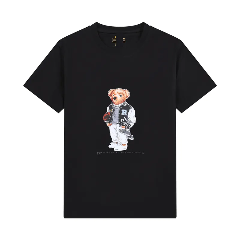 Anime herres designer bomull tryckt björn runda hals mäns t-shirt lösa korta ärmmar och kvinnors skjorta kläder m-3xltop