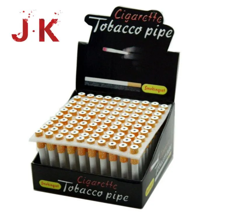 Sigaretvorm Pijpen Keramische Sigaret Hitter Pijp Geel Filter Color100pcsbox 78mm 55mm One Hitter Bat Metaal Roken W8426887