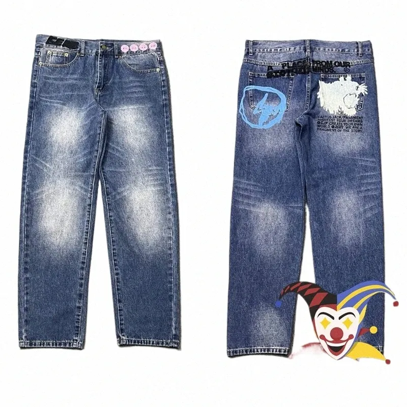 Vintage Tie-tingido Calças Jeans Homens Mulheres Melhor Qualidade Relâmpago Impressão Corredores Calças J2tD #