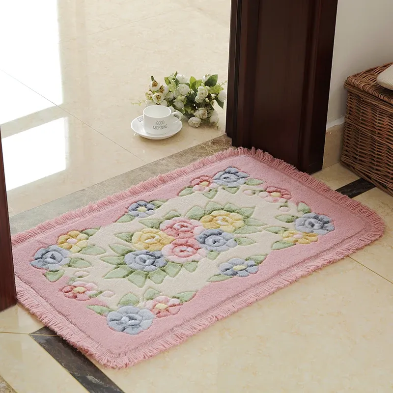 Tapis Tapis de salle de bain avec impression de fleurs romantiques, 1 pièce, tapis de bain à fond antidérapant en PVC, tapis dans les toilettes alfombra