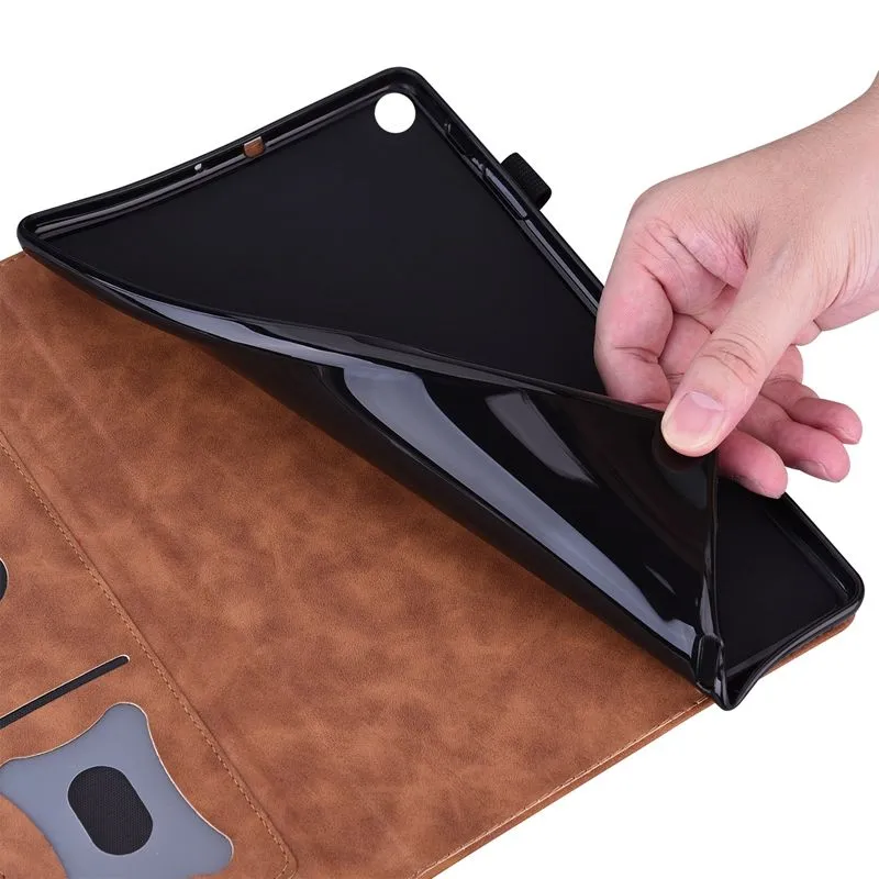 Business PU Leather Wallet Tablet Case For Samsung Galaxy S9 Plus Ultra Tab S8 S7 S6 Lite ID Card Slot Cash Pocket Holder Flip Cover Shockproof Kickstand Holder Pouch