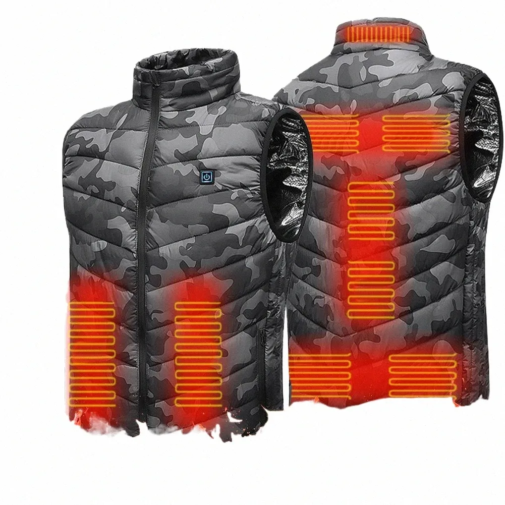 Elektrisch verwarmde jassen 9 Verwarmd vest Zes Heren Dames Sportkleding Verwarmde jas Grafeen Warmtejas USB Verwarmingsjas voor Cam x3Kr #