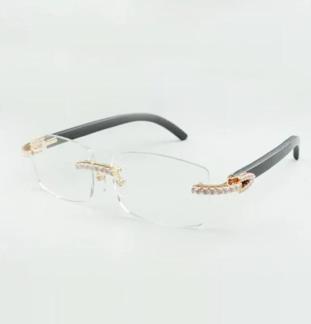 locs Gafas de sol diseñadores de estilo clásico montura de gafas de diamantes sin fin 3524012 con patas de madera negra natural para hombres y mujeres 6224676