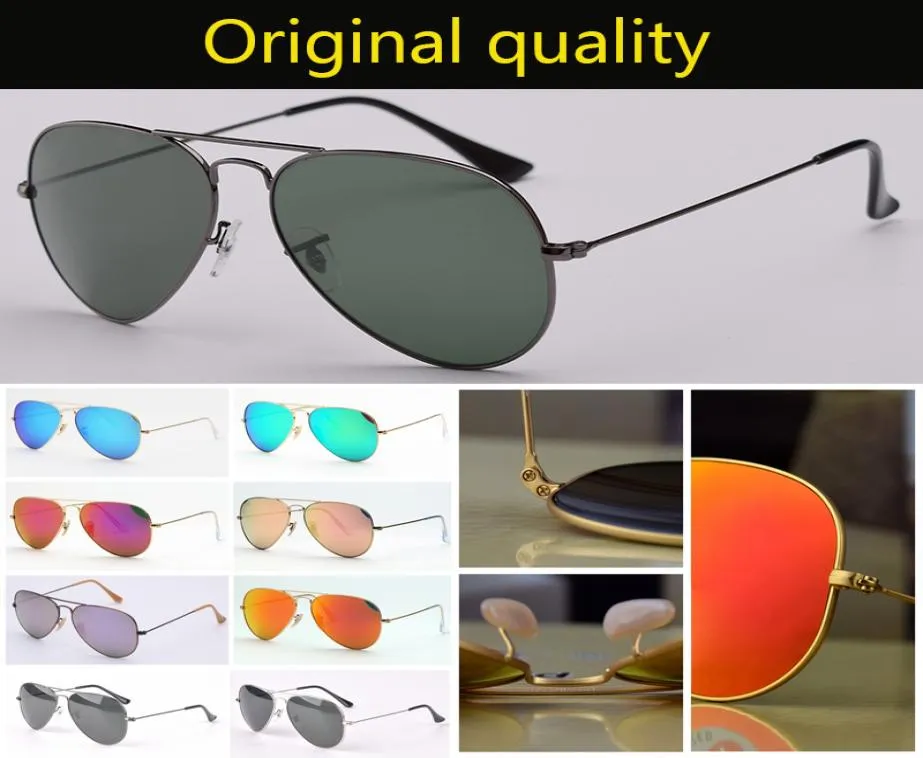 Güneş Gözlüğü Orijinal Havacılık Tasarımı UV400 G15 Cam Erkek Kadın Güneş Gözlüğü Des Lunettes de Soleil Deri Kılıfları Aksesuarlar B3541564