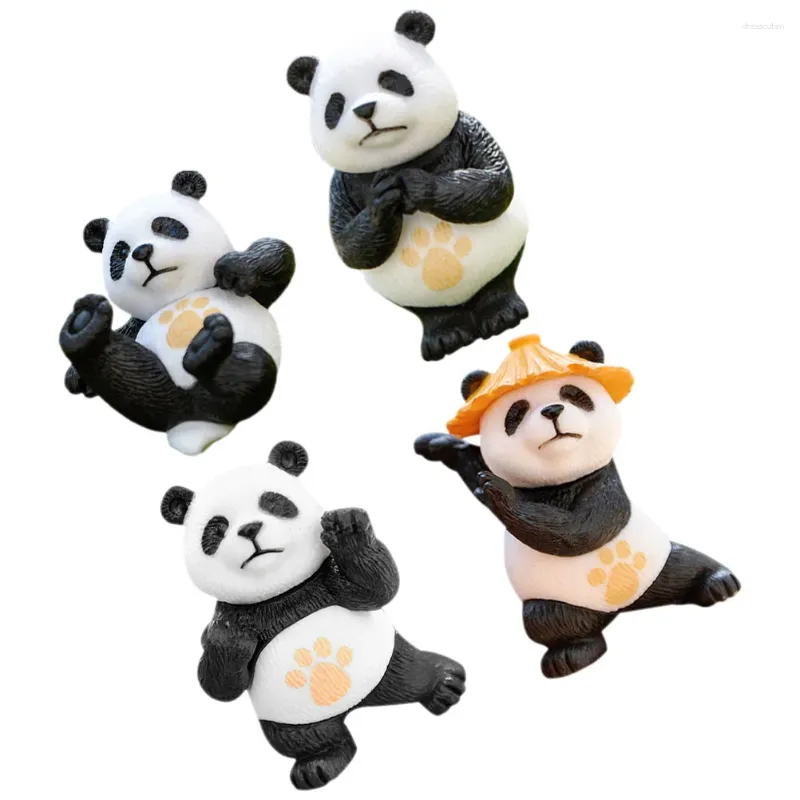 Figurines décoratives 4 pièces, accessoires de décoration pour la maison, artisanat Animal, ornement de bureau, Figurine de dessin animé, modèle Panda de Fitness