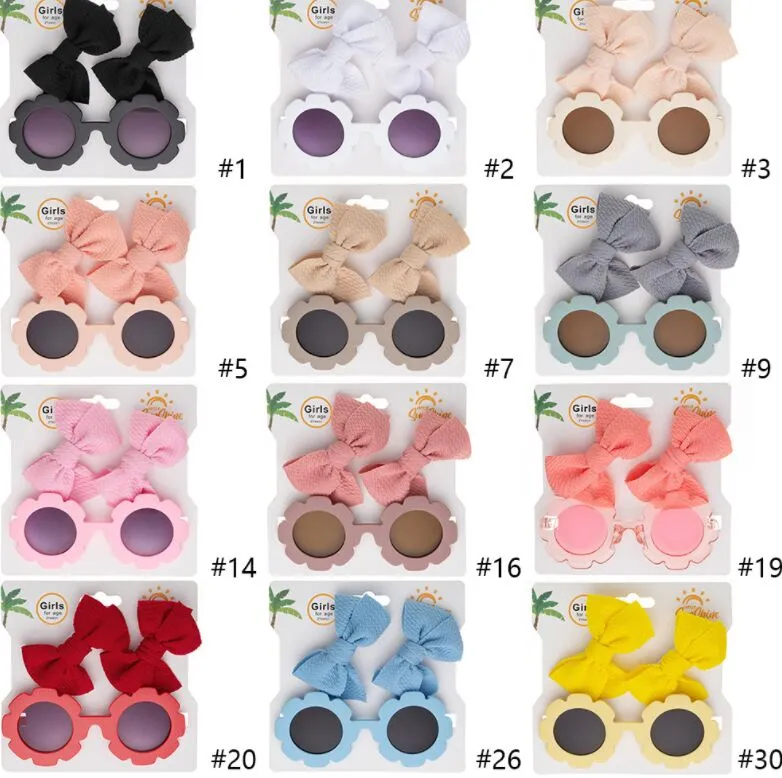 Crianças óculos de sol acessórios para o cabelo 2 unidades/pacote bebê bandana flor óculos de sol crianças headwear menina praia pogal adereços criança cabeça bandas