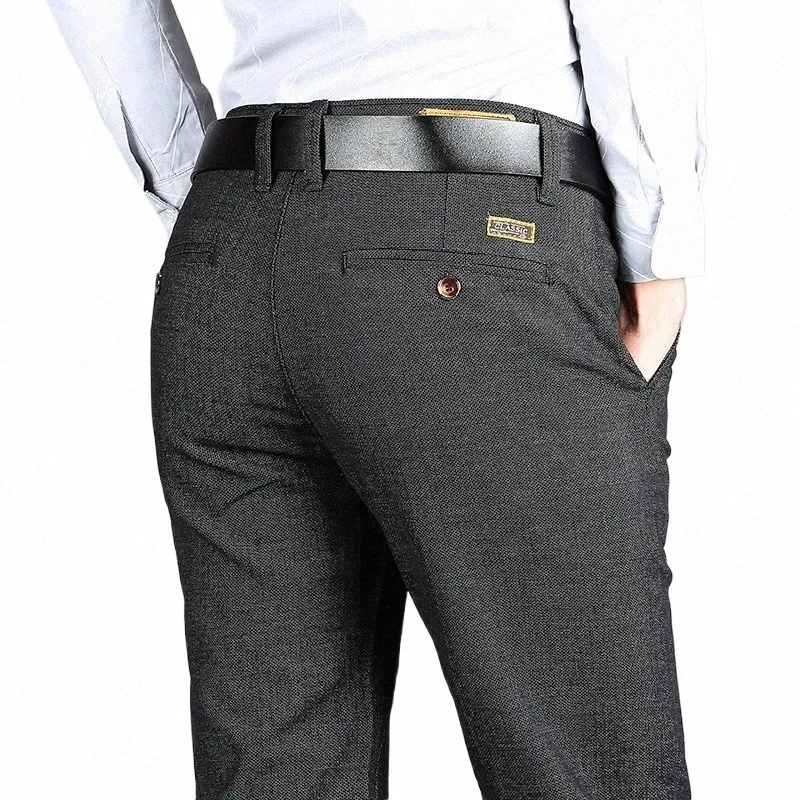 Autunno vestiti di marca pantaloni da uomo pantaloni Cott pantaloni dritti allentati per uomo a vita alta elastico nero pantaloni formali casual uomo f5rf #