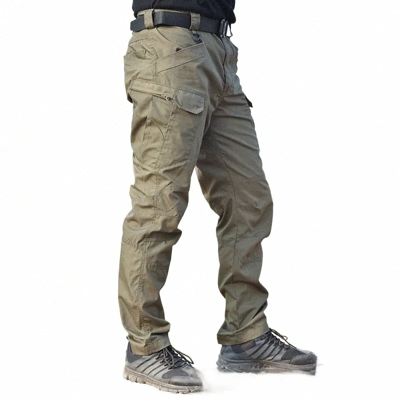 Pantalon cargo imperméable tactique hommes Casual Stretch multi-poches résistant à l'usure Joggers Camoue SWAT Pantalon de combat militaire b13w #