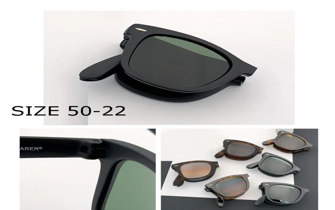 Vintage folding Sunglass for Men Women foldable square clasical sun glasses G15 glass lens brand design uv400 eyewear gafas de sol8035303