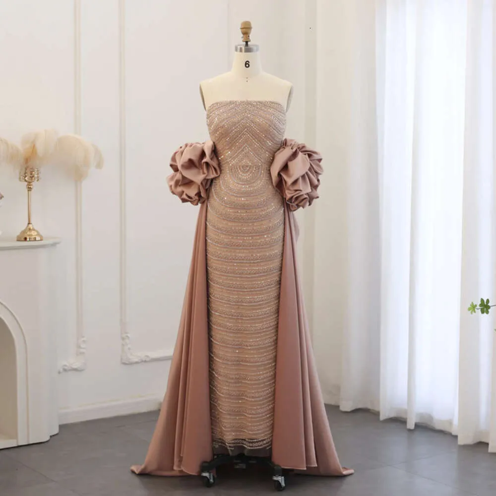 Rose arabe Sharon dit robes de soirée poussiéreuses avec Cape dubaï élégant sans bretelles Midi femmes robes de fête de mariage 2024 Ss492