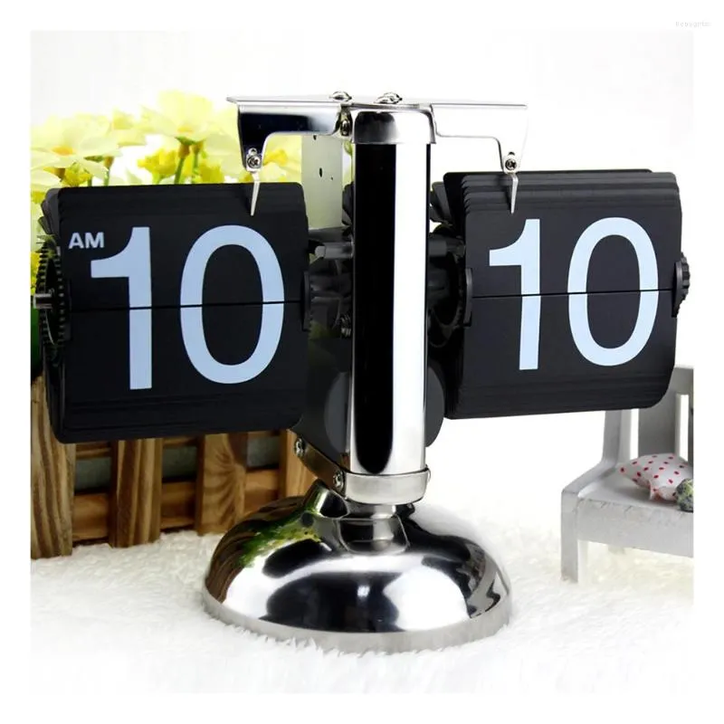 Table Clocks Flip Clock Mordern Style Small Scale Retro Over Stainless Steel Internal Gear Operated Quartz