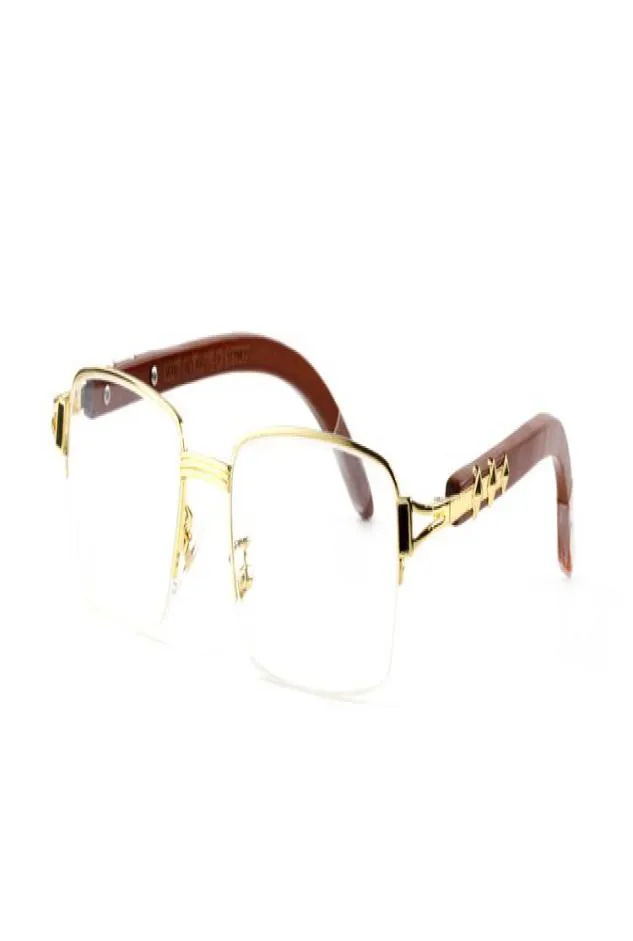 2018 Nya Buffalo Horn Glasses Fashion Solglasögon för Women Wood Eyewear Rectangle Bruna Black Clear Lenses Half Frames Eyewear1440840