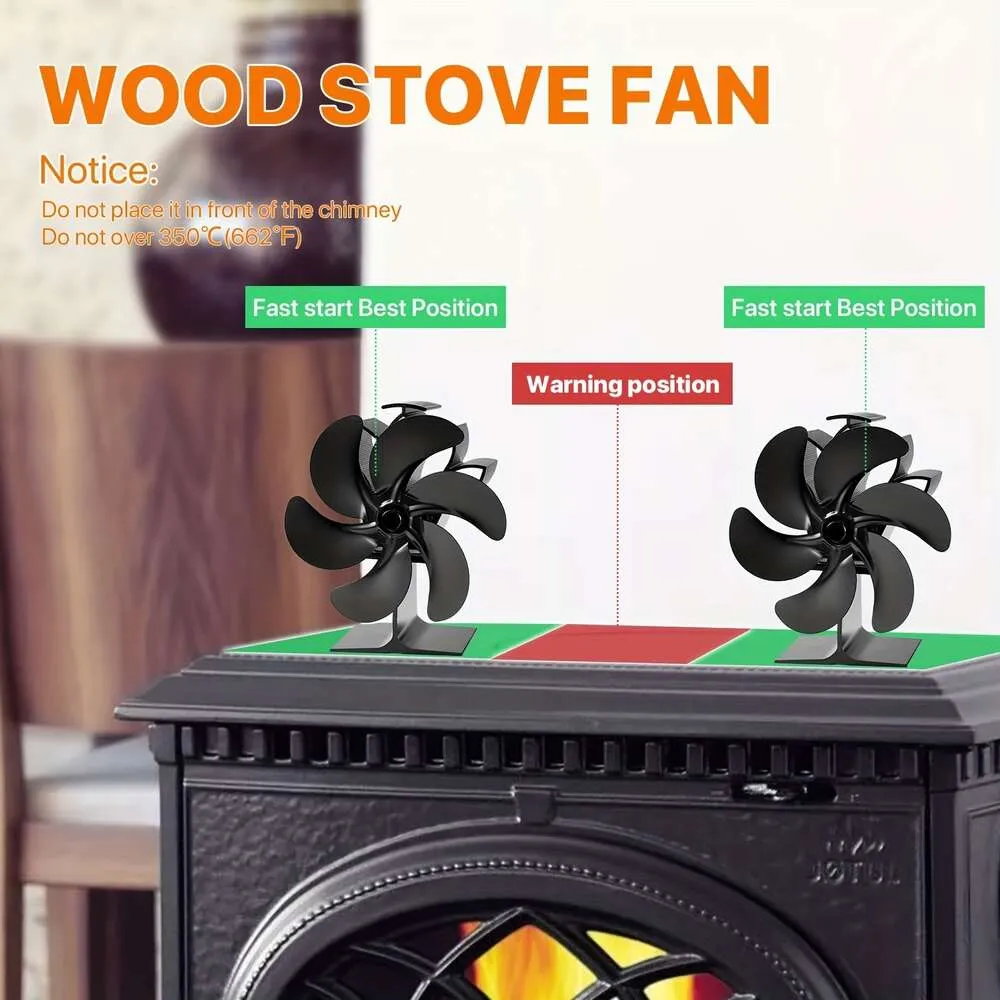Stove Heat Powered, 6 Blade Fireplace Non-electric, Thermoelectric Fan Ecofan for Wood Burning Stove/pellet/log Burner with Accessories Magnetic