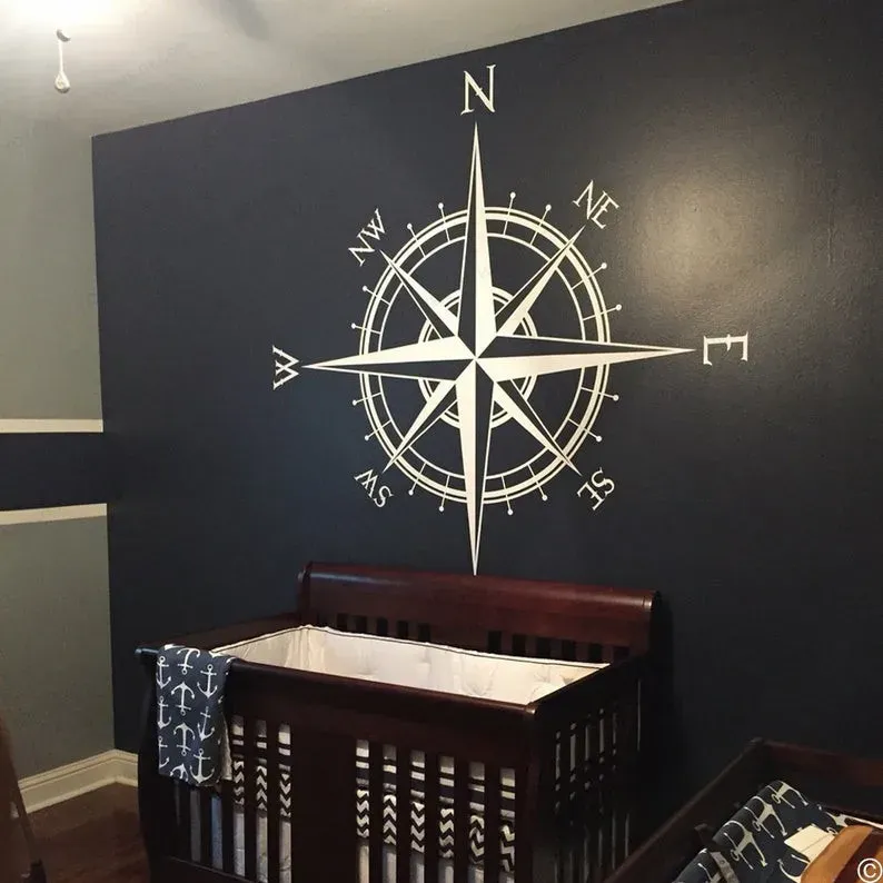 Stickers The Captain Compass Wall sticker vinyl Ceiling Decal medallion world map art mural home decor nautical wall decal HJ685