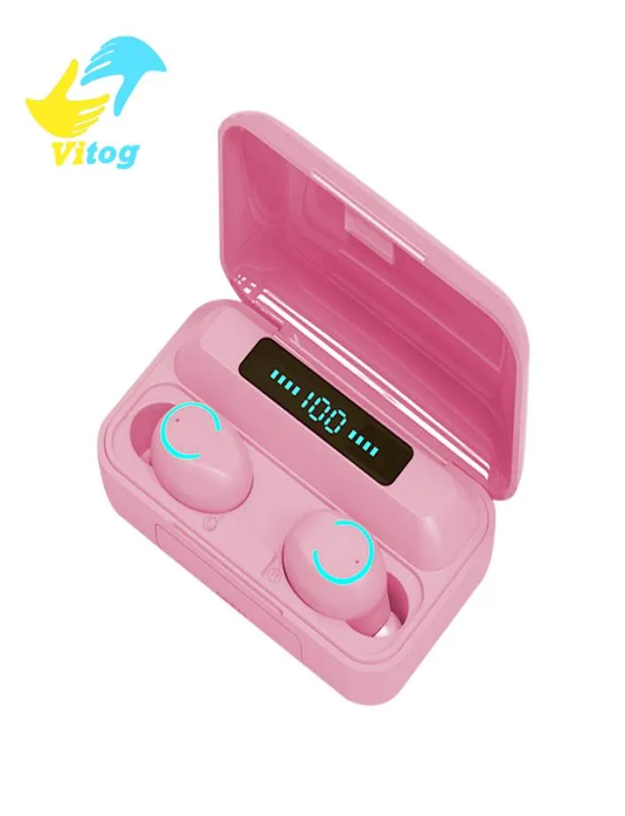 Vitog F9 9 ​​Bluetooth Earbuds Sardhphone TWS 50 Słuchawki bezprzewodowe z 1200 mAh ładowanie Wyświetlacz LED zestaw słuchawkowy stereo dla CELLP9571529
