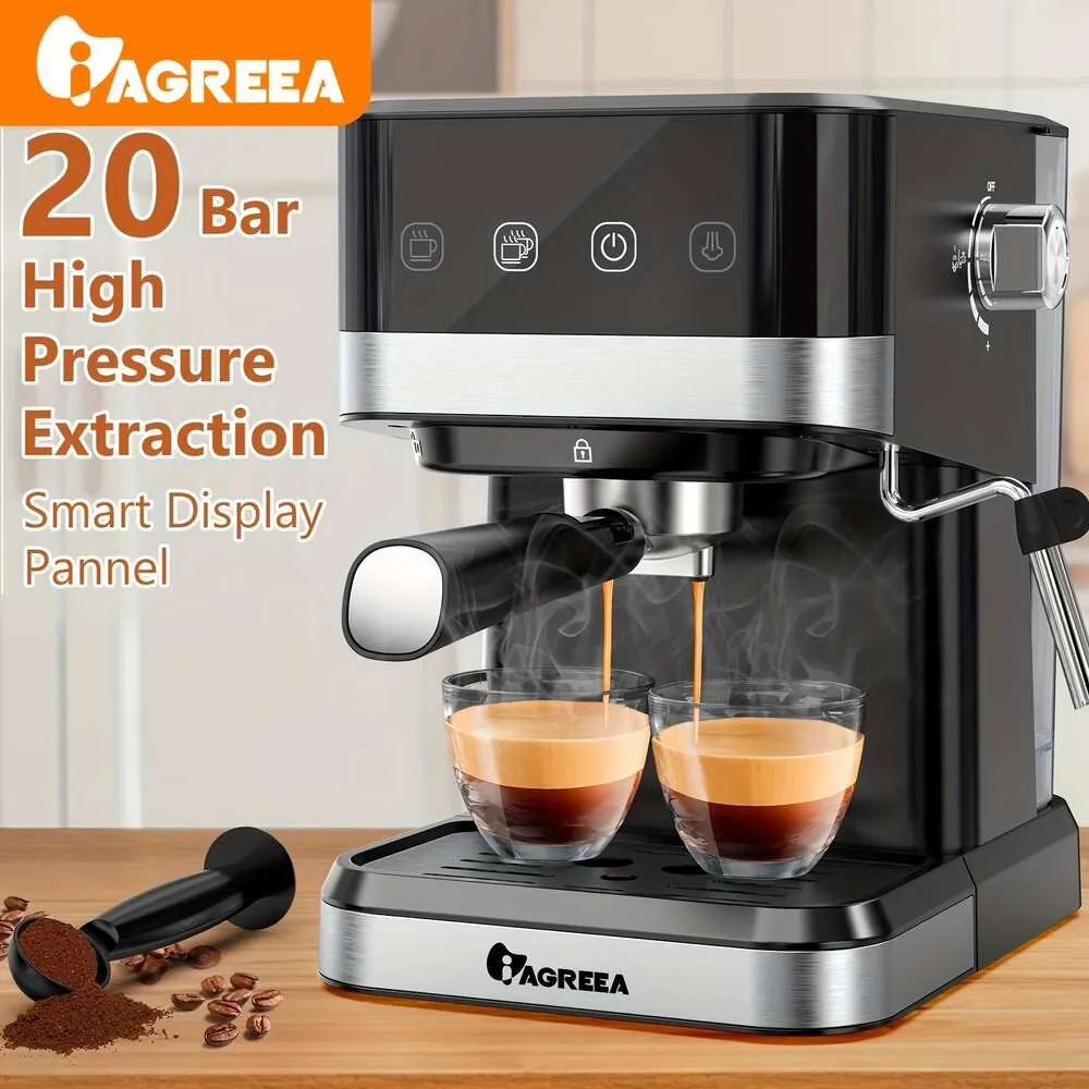 Isgreea Espresso Milk Frothing, 20 bar expresso Hine, tanque de água removível de 1,5L/50 onças, Hine de café semi-automático com varinha de vapor para Espresso, Latte e