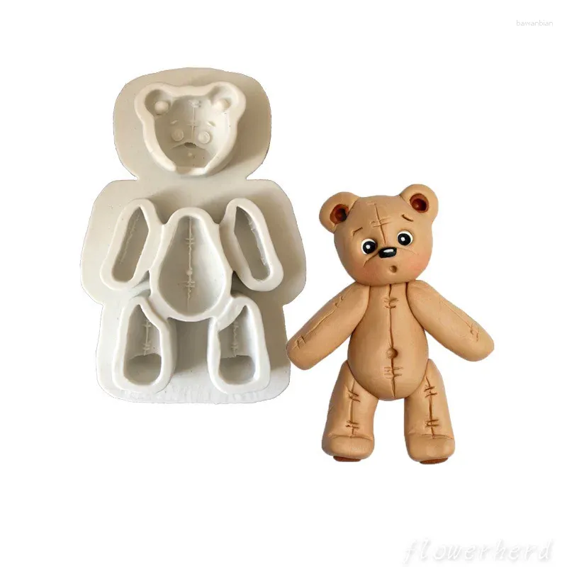 Moldes de cozimento urso laço molde de silicone fondant molde ferramentas de decoração do bolo aniversário casamento doces artesanato moldes de pasta de goma acessórios de cozinha