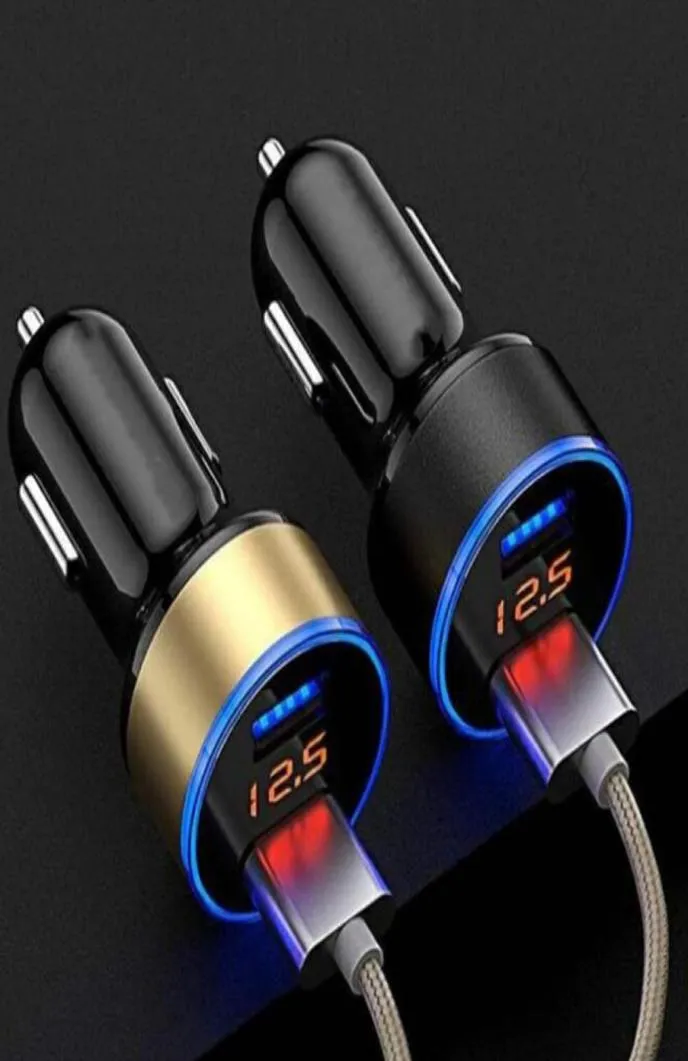 QC31A Dual USB Car Charger Carstyling 2 LED -indikator Universal mobiltelefonladdare för smarta telefoner6397608