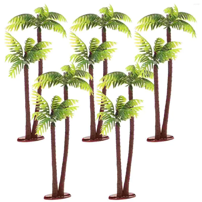 Decoratieve Bloemen 5 Stuks Miniatuur Boom Cake Topper Bomen Tank Planten Model Hawaii Zomer Party Decoartion