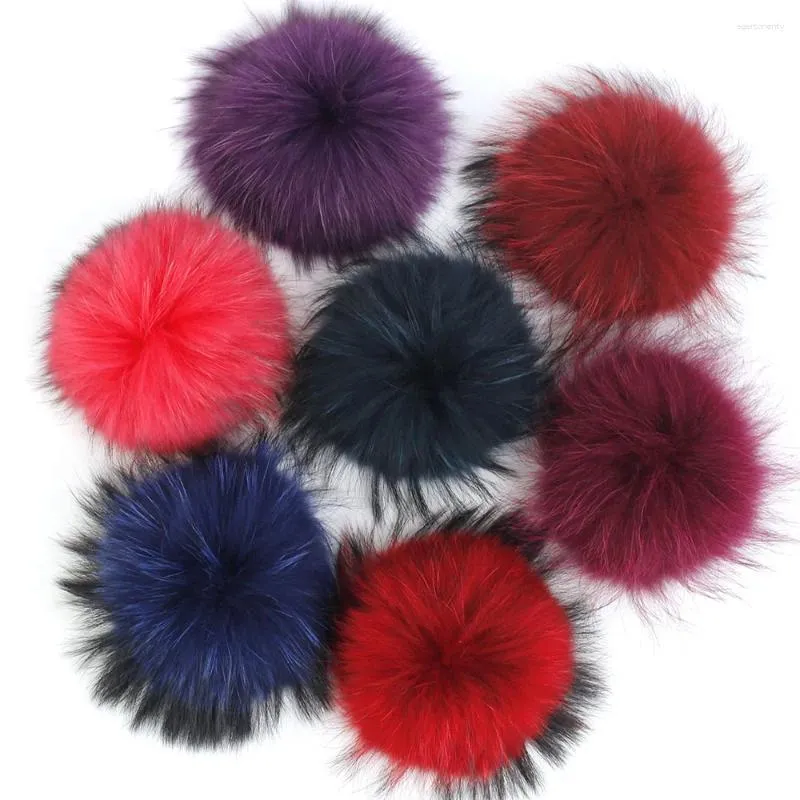 Basker 15 cm DIY Solid Colorful Raccoon päls boll pom poms för kvinnor och barn vinter hatt mössa mössor pompom