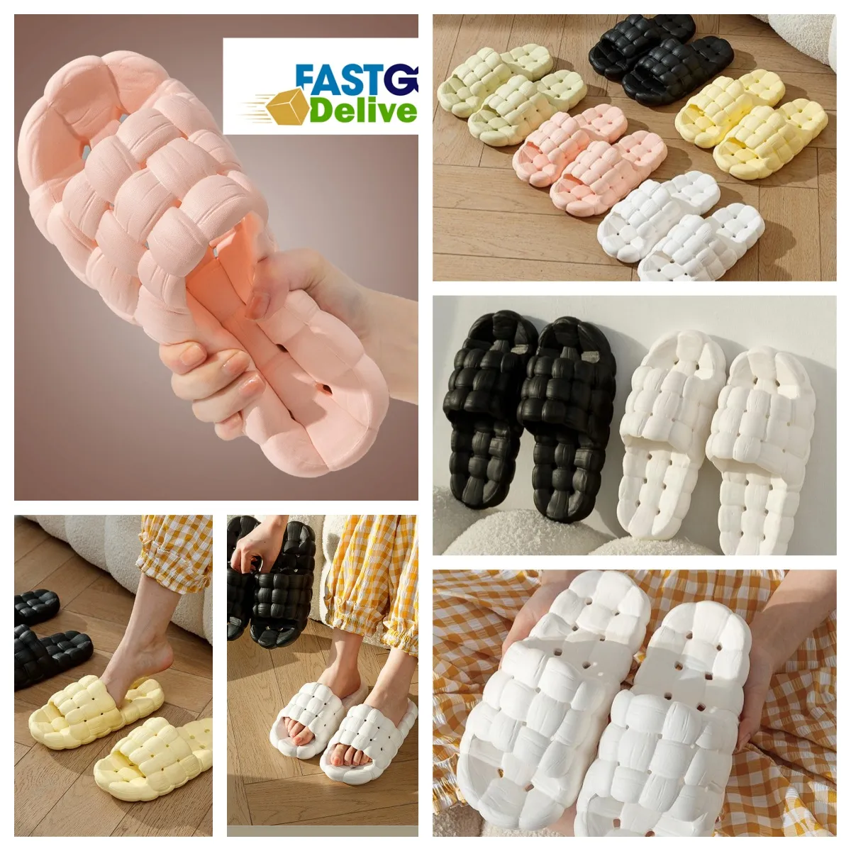 Slippers Home Chaussures Gai Slide Chadow Salles de douche chaudes en peluche salon doux Comfort Wear Cottons Slippers Ventilates Womans hommes Blancs roses noirs