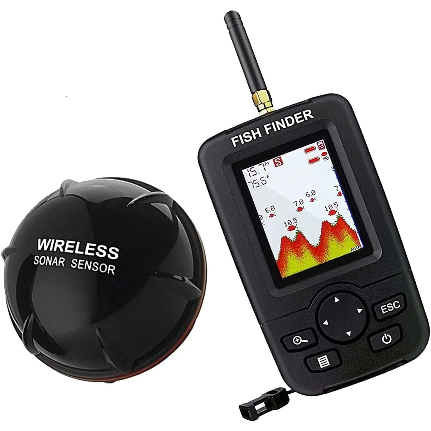 Fischfinder Lucky Wireless Sonar Angelalarm Unterwasser-Echolot-Detektor tragbar 230825 Drop Lieferung Dh9D4