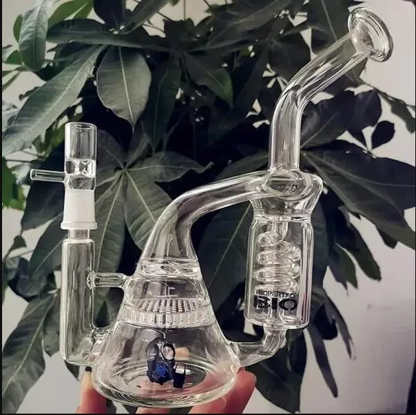 8.6 inç beher bong nargiler recycler kuleleri duman cam su boruları sigara aksesuarı 14mm banger ile dab balmumu