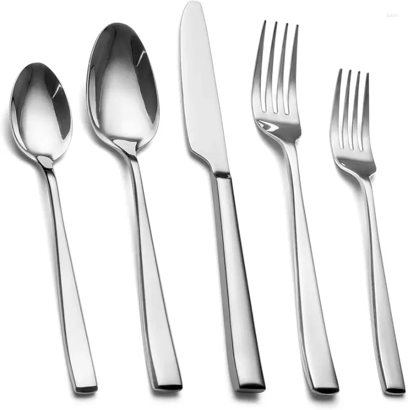 Set di stoviglie Set di posate da 40 pezzi servito 8 stoviglie in acciaio inossidabile di qualità da cucina moderna con cucchiaio e forchetta