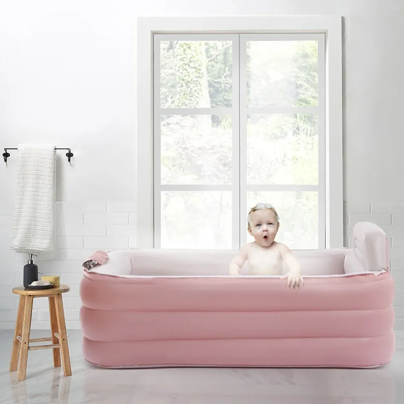 Dekorativa figurer Uppblåsbar vuxen badkar fristående sprängbadkar med vikbar bärbar funktion för spa elektrisk luftpump
